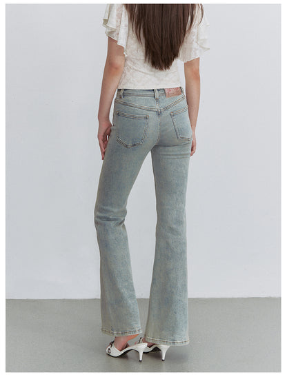 VIA PITTI VIACP6255 Heart-Button Fitted Flared Jeans