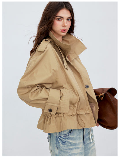 VIA PITTI VIACC6204 Stand-Collar Drawstring Coat