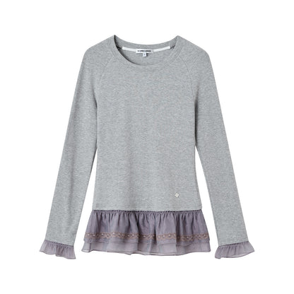 SOMESOWE S2508236 Double layered lace raglan warm velvet top