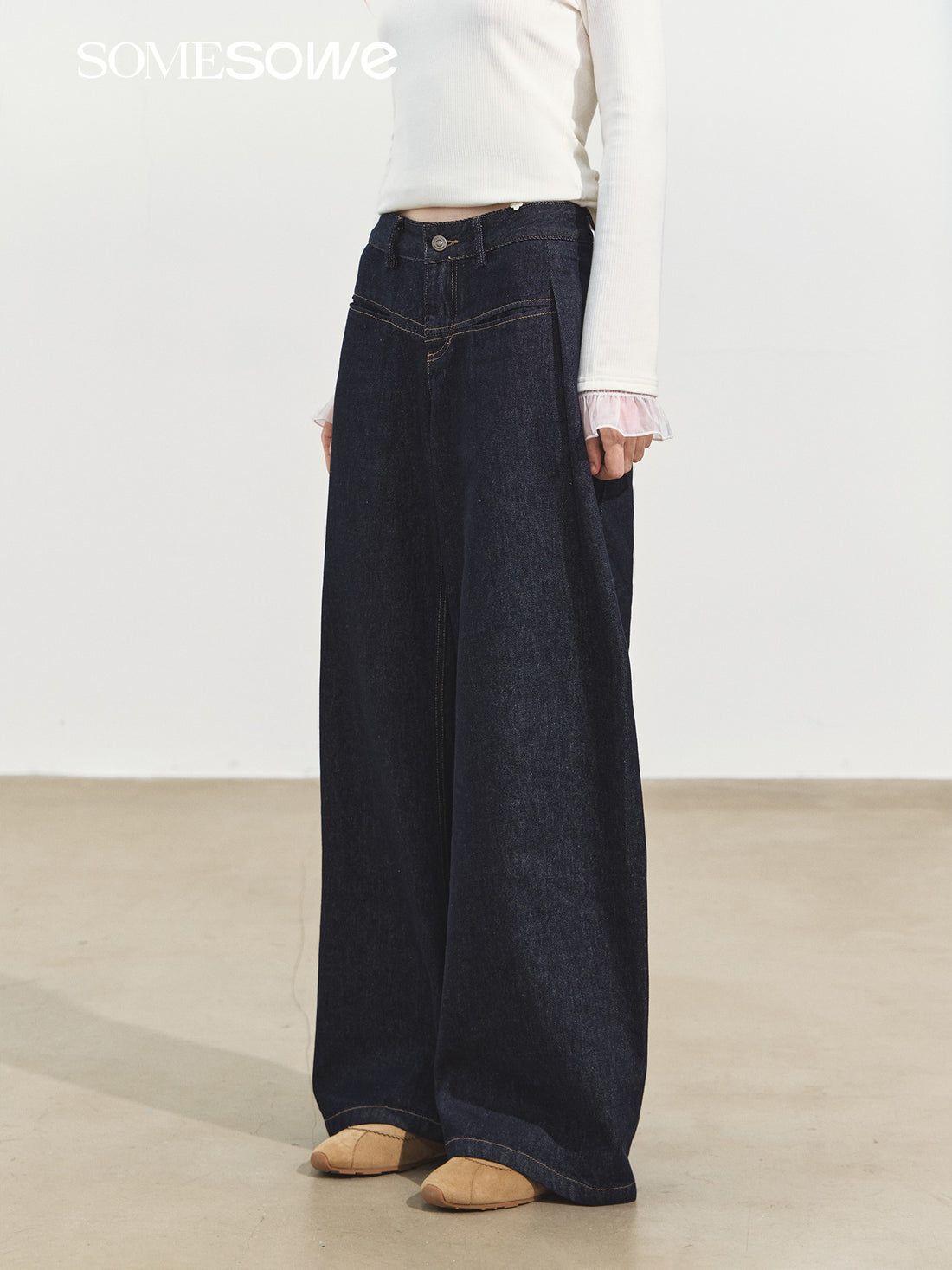 SOMESOWE S2508241 Original color denim pleated pants