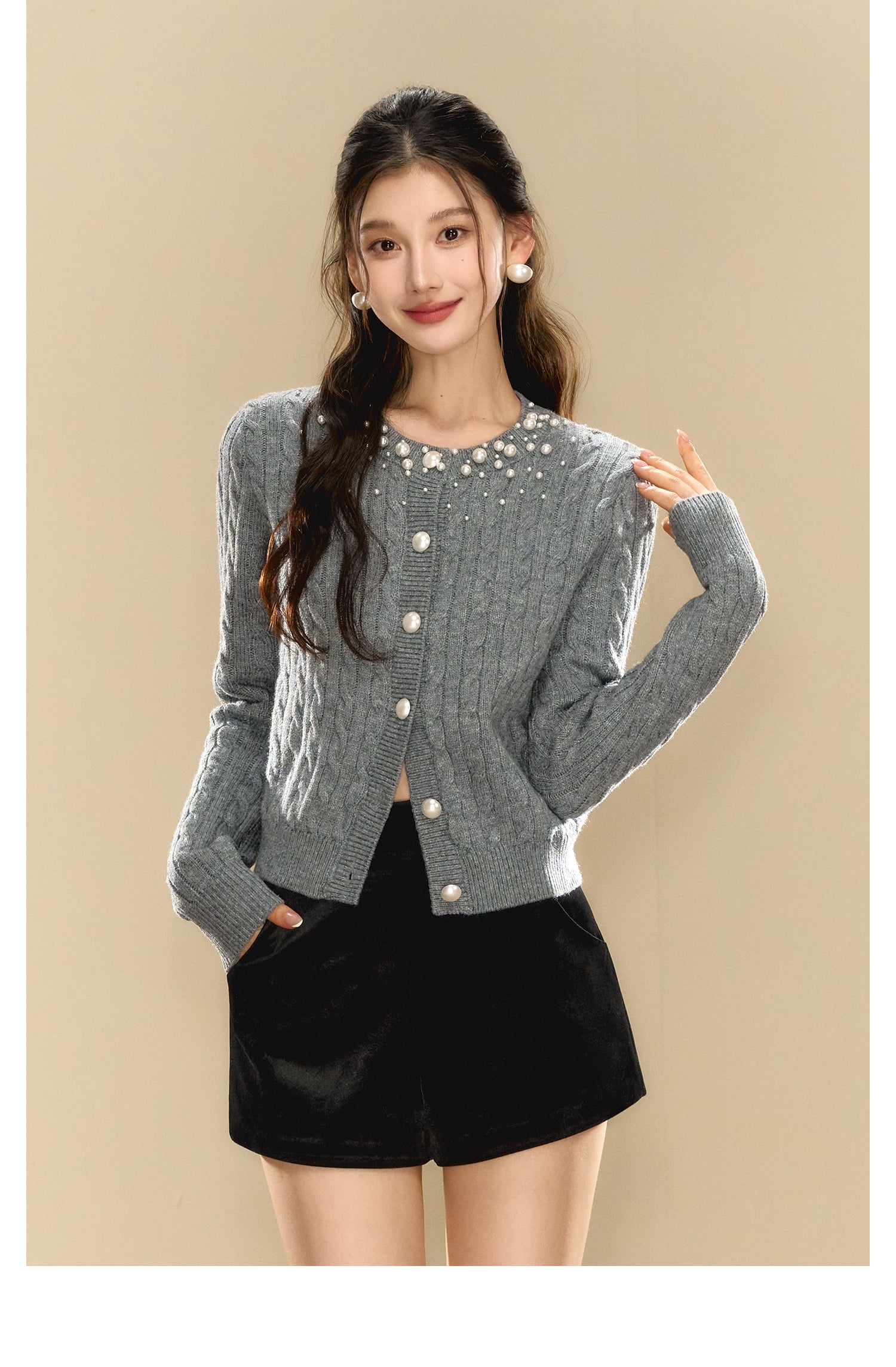 OShea 4C01M935 Grey Knit Cardigan