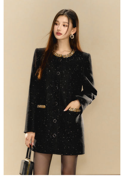 OShea 4C01Q773 Diomanted Black Tweed Coat