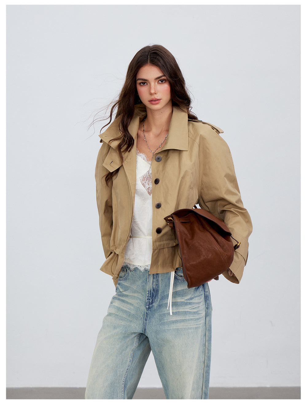 VIA PITTI VIACC6204 Stand-Collar Drawstring Coat
