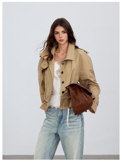 VIA PITTI VIACC6204 Stand-Collar Drawstring Coat