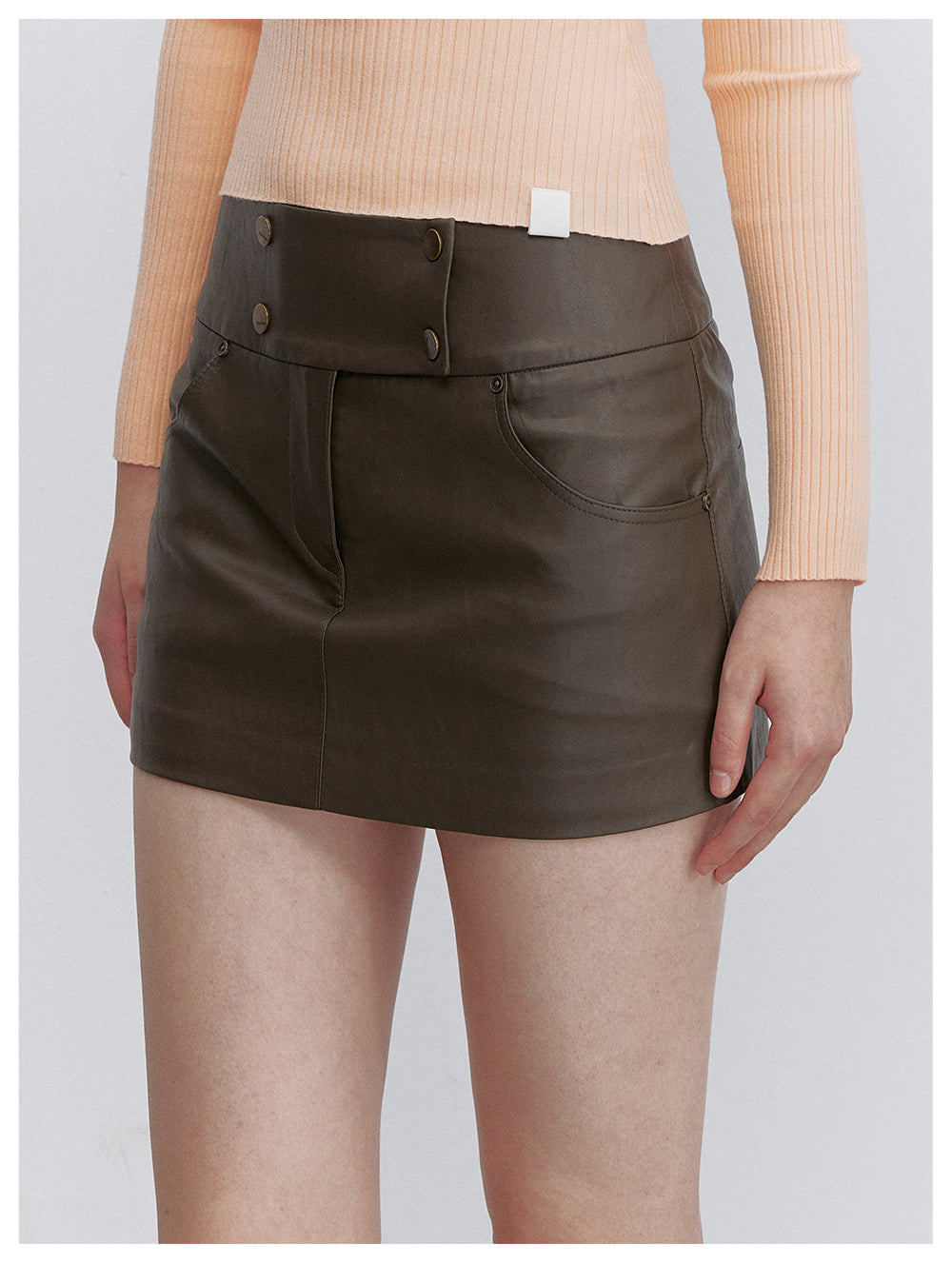 VIA PITTI VIACS6248 A-Line Fitted PU Leather Skirt