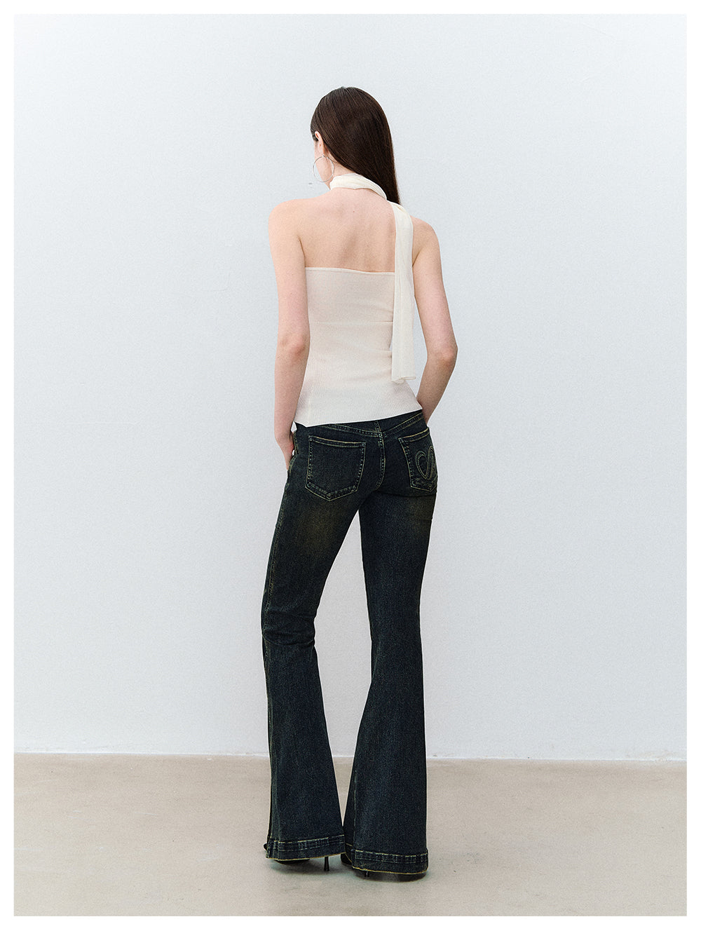 VIA PITTI VIACP6219 Vintage Split-Hem Flared Jeans