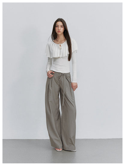 VIA PITTI VIACP6203 Bow-Tie Strap Pleated Trousers