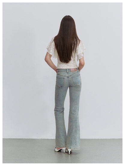 VIA PITTI VIACP6255 Heart-Button Fitted Flared Jeans
