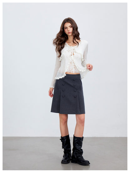 VIA PITTI VIACK6266 Faux-Layer Scalloped-Trim Cardigan