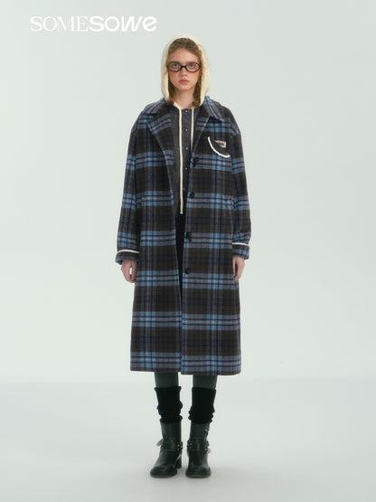 SOMESOWE S2407252 Contrasting plaid long coat