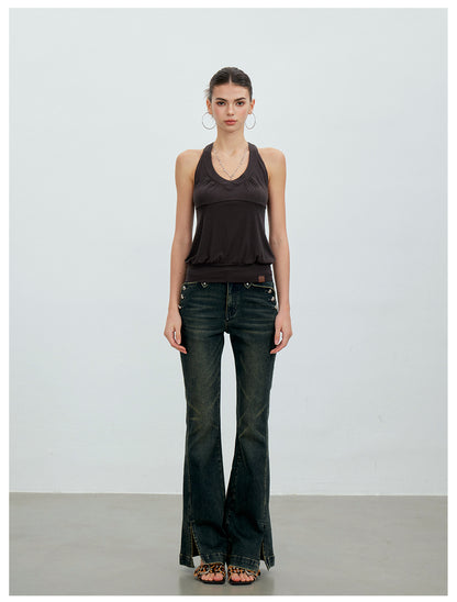 VIA PITTI VIACP6219 Vintage Split-Hem Flared Jeans