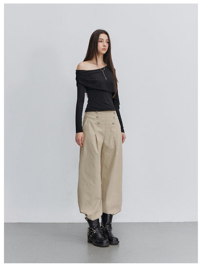 VIA PITTI VIACT6232 Asymmetric Button Capelet Top
