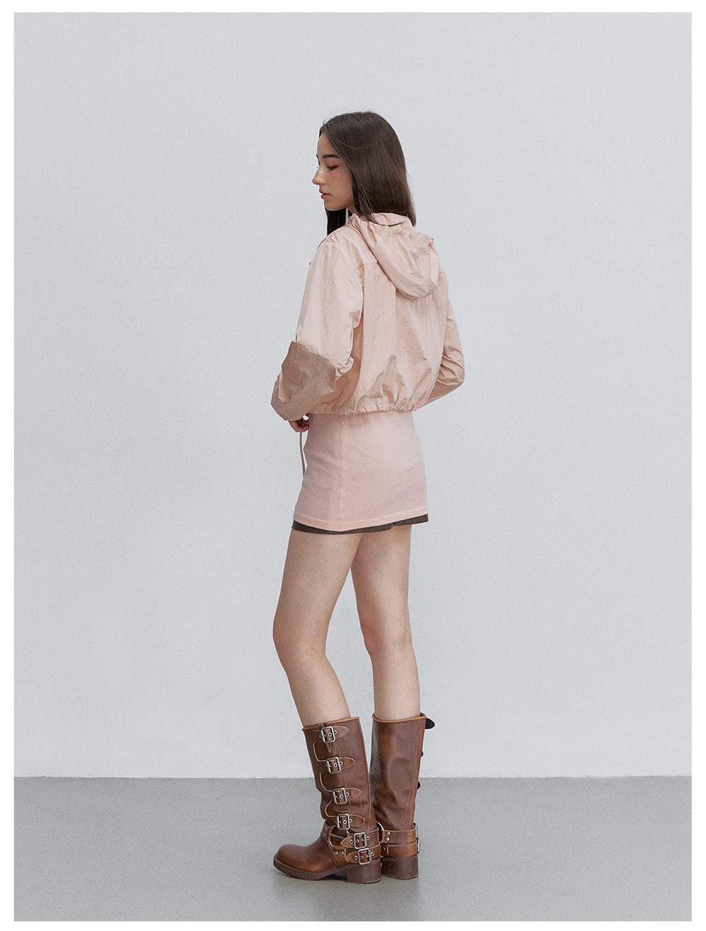 VIA PITTI VIACTP6245 Ruched Lace-Trim Drawstring Jacket
