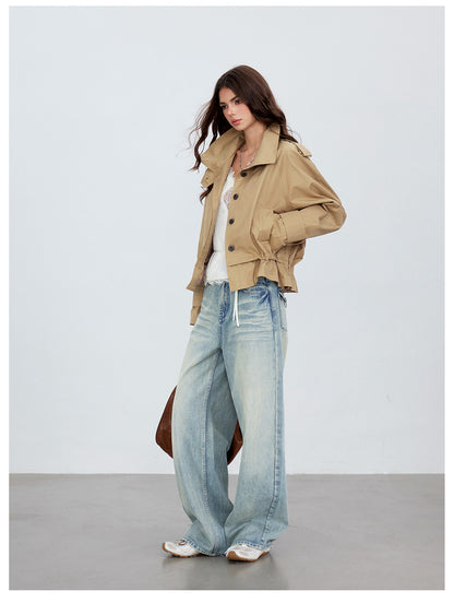 VIA PITTI VIACC6204 Stand-Collar Drawstring Coat