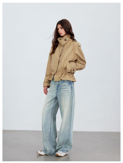 VIA PITTI VIACC6204 Stand-Collar Drawstring Coat