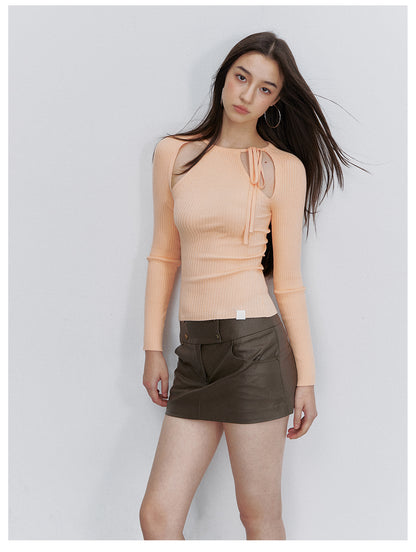 VIA PITTI VIACS6248 A-Line Fitted PU Leather Skirt