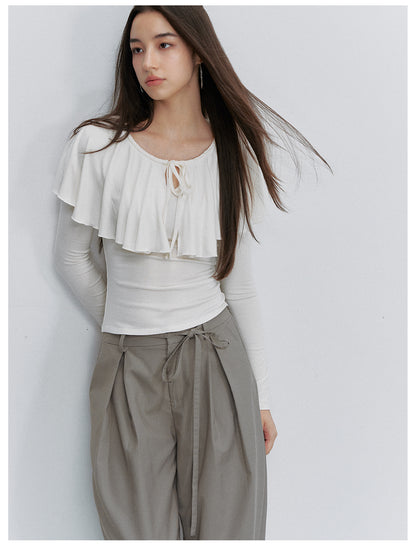 VIA PITTI VIACP6203 Bow-Tie Strap Pleated Trousers