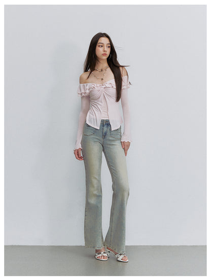 VIA PITTI VIACP6255 Heart-Button Fitted Flared Jeans