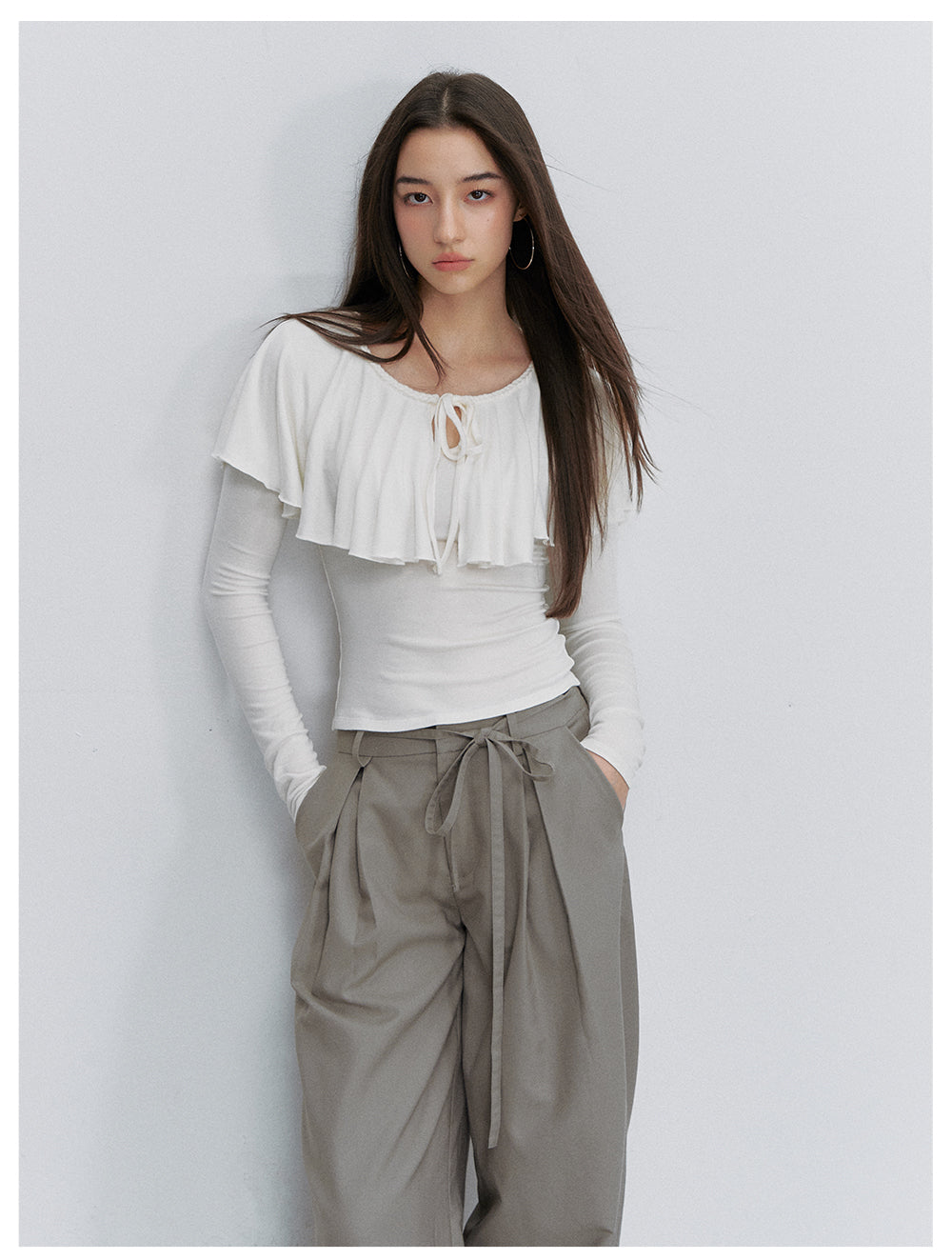 VIA PITTI VIACTP6263 Ruffle Faux-Layer Cape