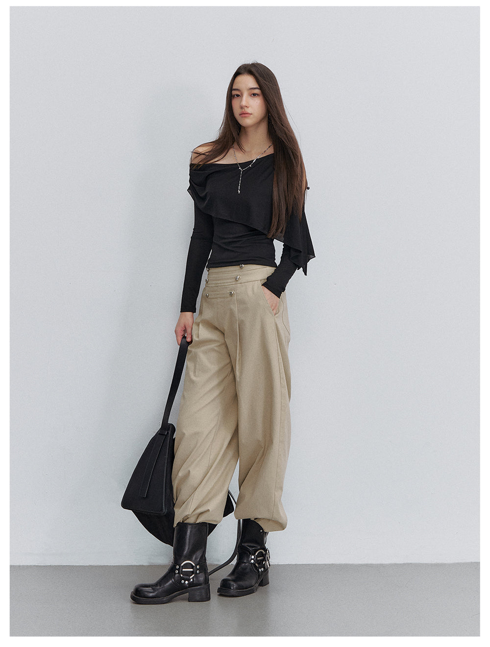 VIA PITTI VIACP6234 Heart-Button Pleated Trousers