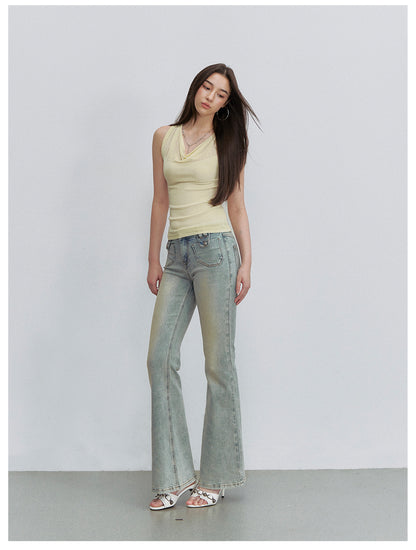 VIA PITTI VIACP6255 Heart-Button Fitted Flared Jeans