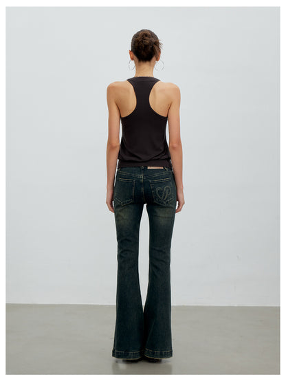 VIA PITTI VIACP6219 Vintage Split-Hem Flared Jeans