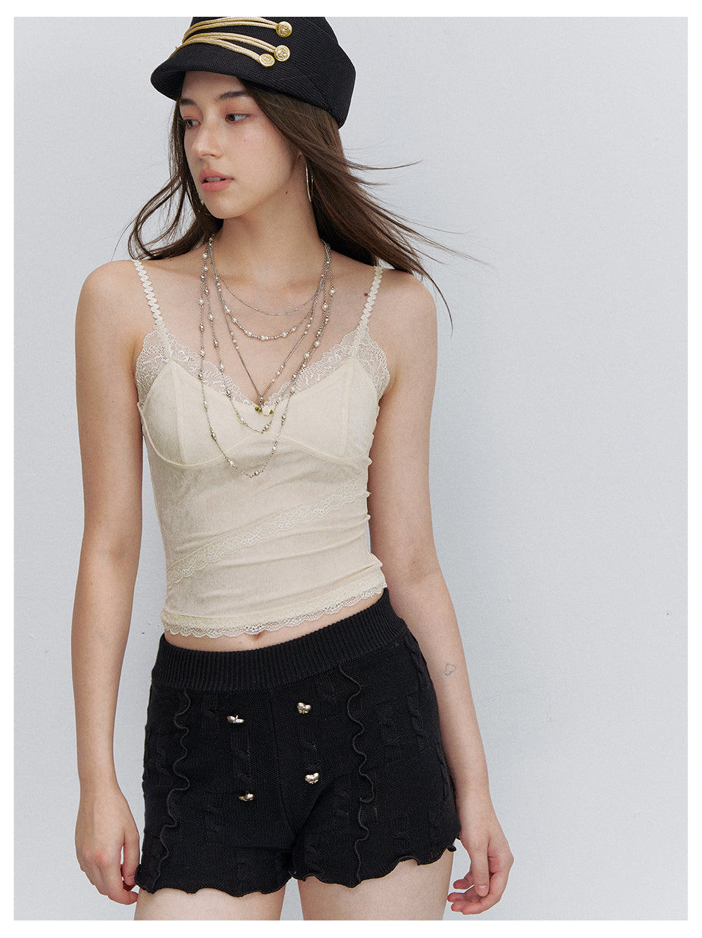 VIA PITTI VIACK6315+VIACK6314 Scalloped-Trim Cardigan &amp; Shorts Set