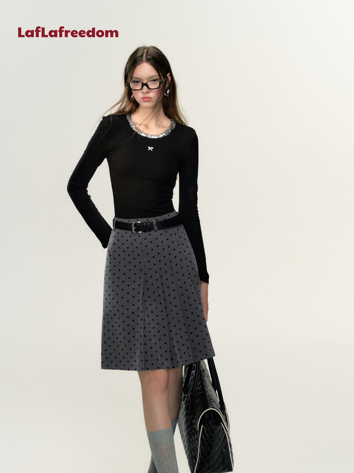 Lafreedom Dot Midi Skirt(2color)