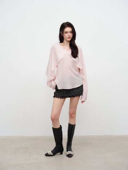 NONCESTNON N357 Stitch-Detail Long-Sleeve Top