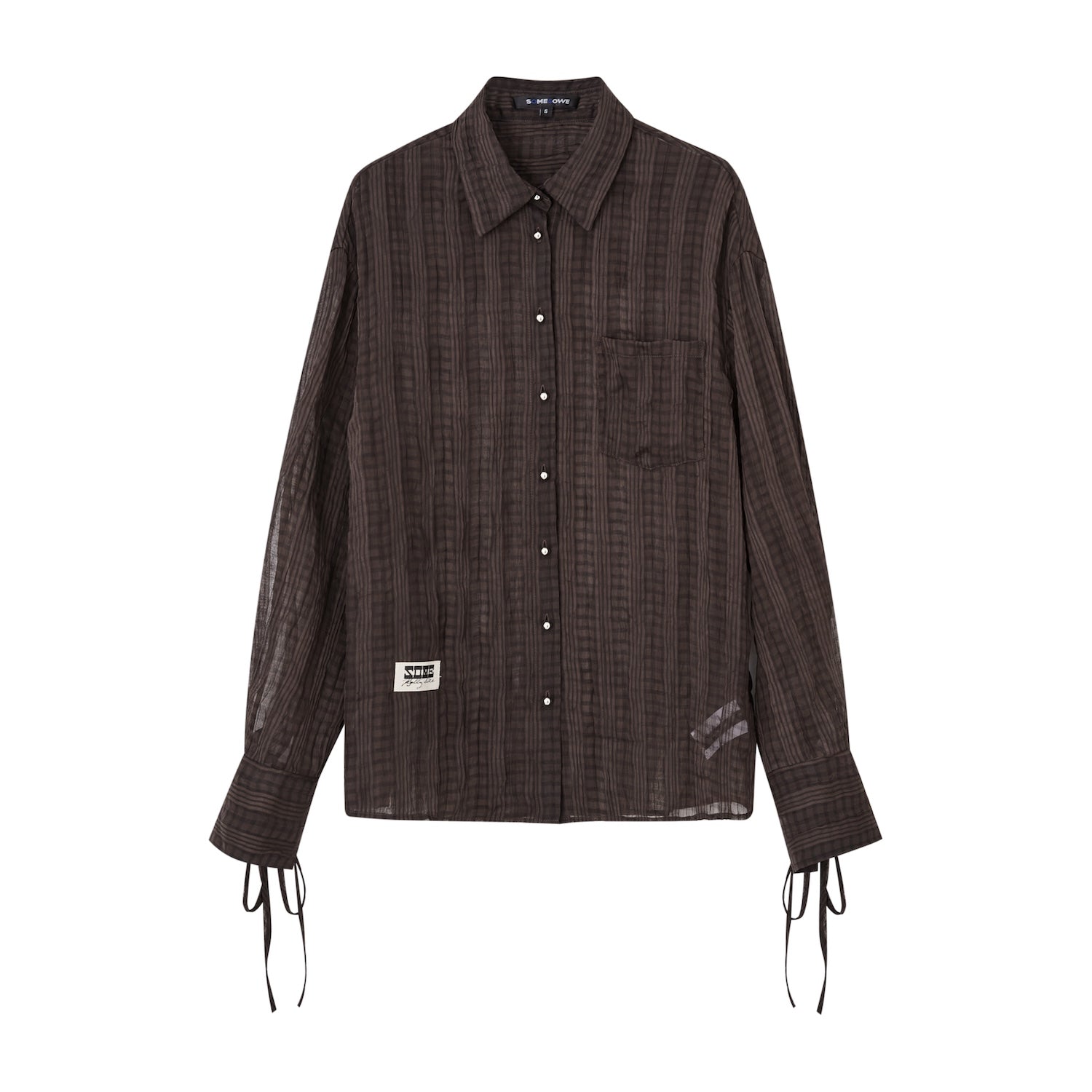 SOMESOWE S2508104 Pleated slightly transparent shirt (2color)
