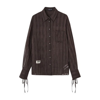 SOMESOWE S2508104 Pleated slightly transparent shirt (2color)