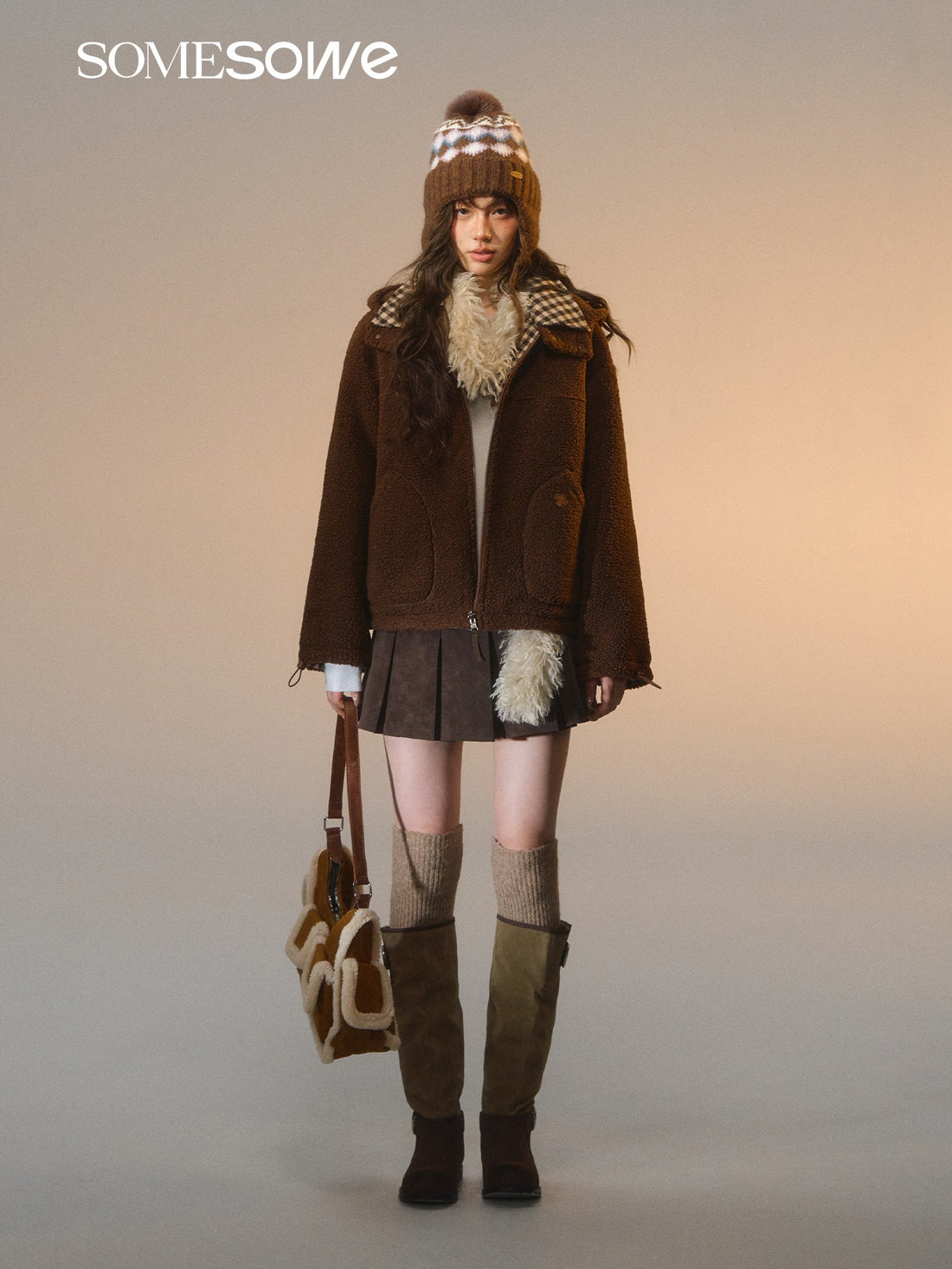 SOMESOWE S2508270 Double sided plaid patchwork fleece jacket