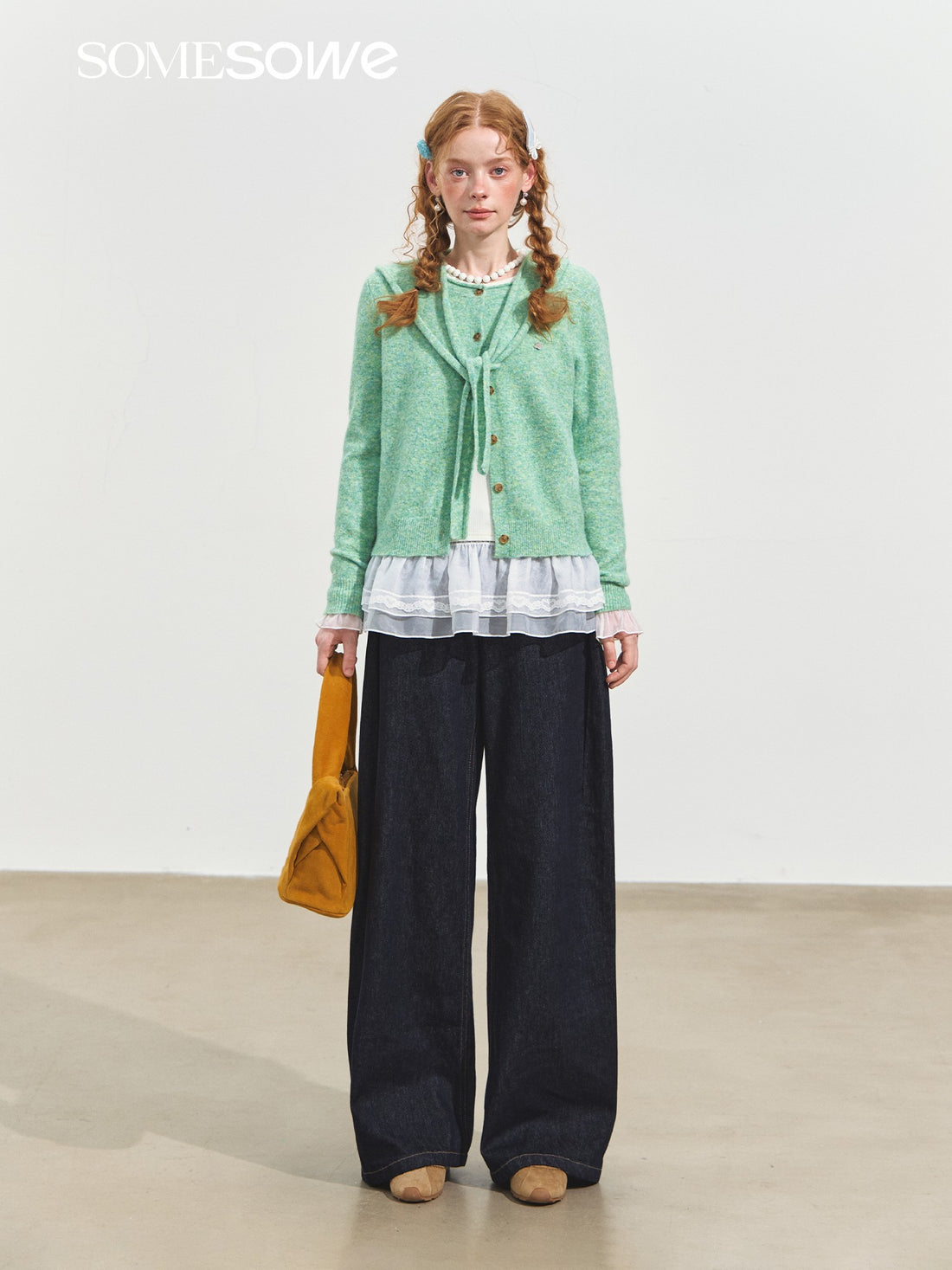 SOMESOWE S2508246 Hooded shawl rolled edge round neck cardigan