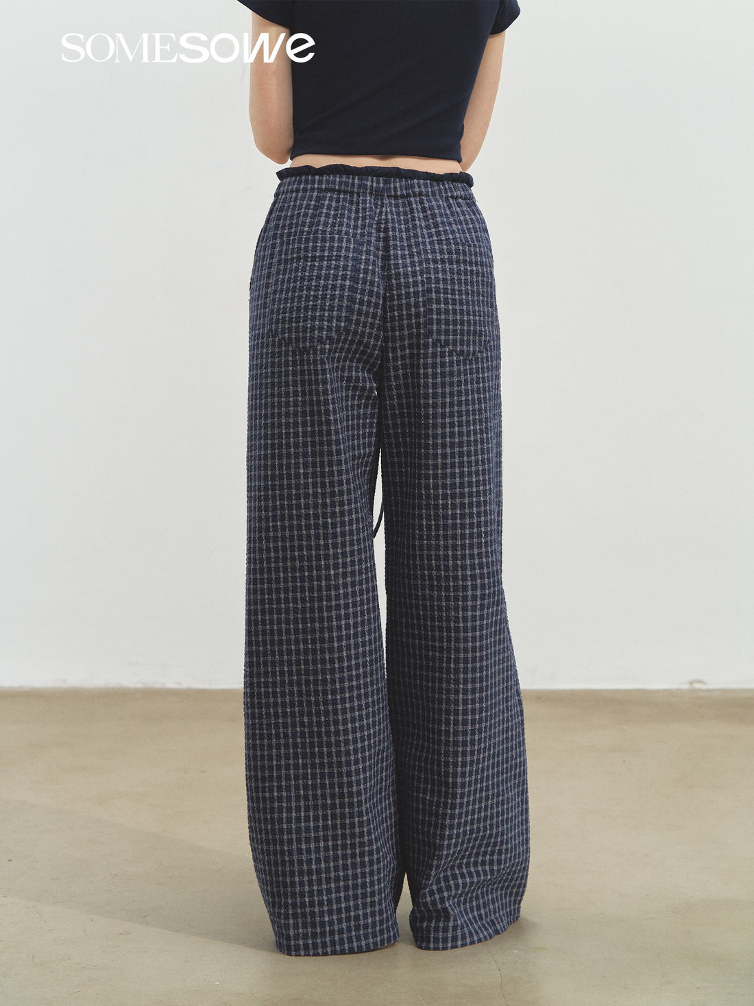 SOMESOWE S2508169 Plaid wide leg pants