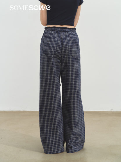 SOMESOWE S2508169 Plaid wide leg pants
