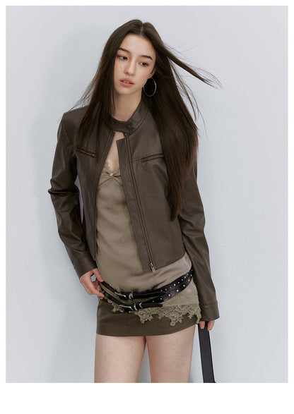 VIA PITTI VIACS6248 A-Line Fitted PU Leather Skirt