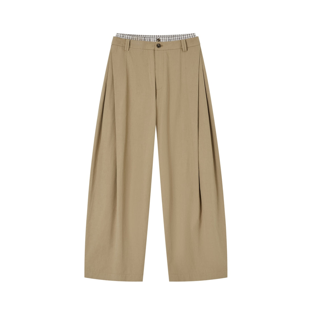 SOMESOWE S2509017 Double waisted diagonal pleated wide leg curved knife pants