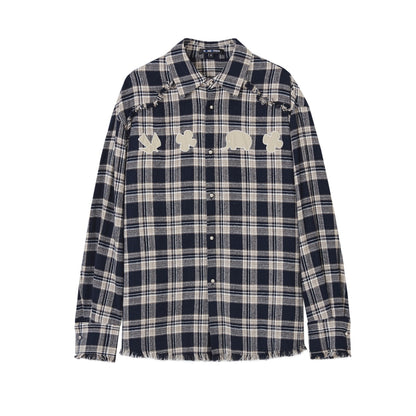 SOMESOWE S2508205 Fun fringe plaid shirt