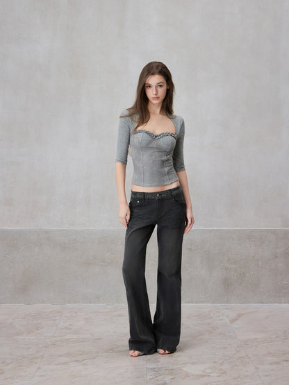 NONCESTNON N307 Lace mid sleeve corset