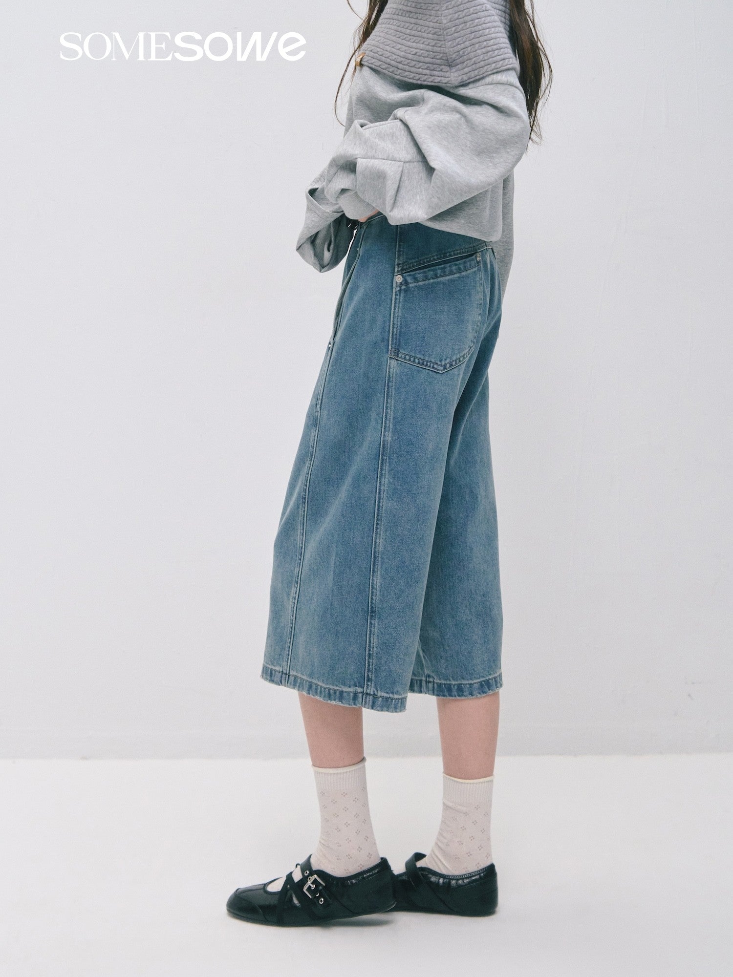 SOMESOWE S2509032 Straight leg wide leg mid length pants