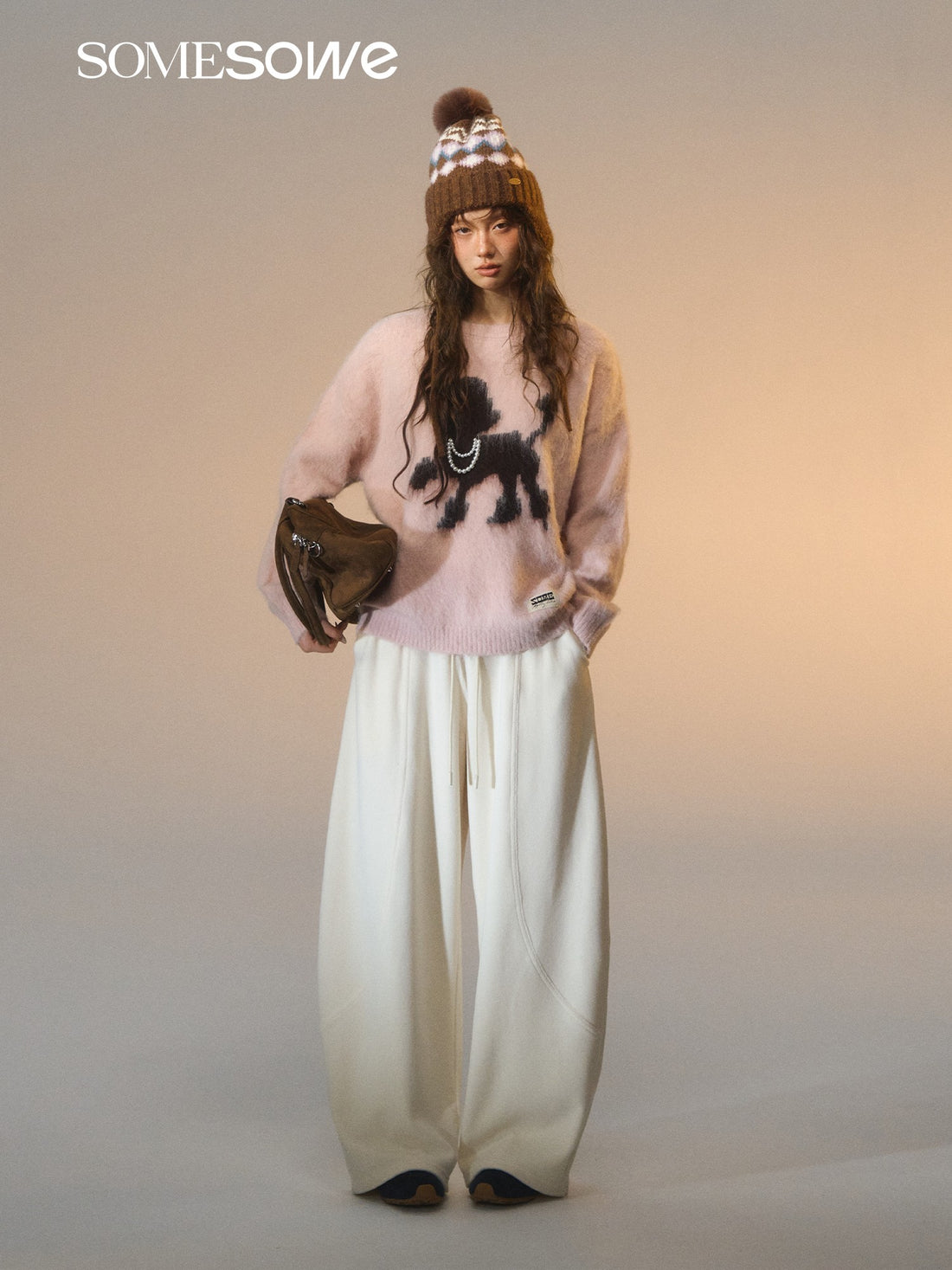 SOMESOWE S2508278 Puppy design round-neck sweater