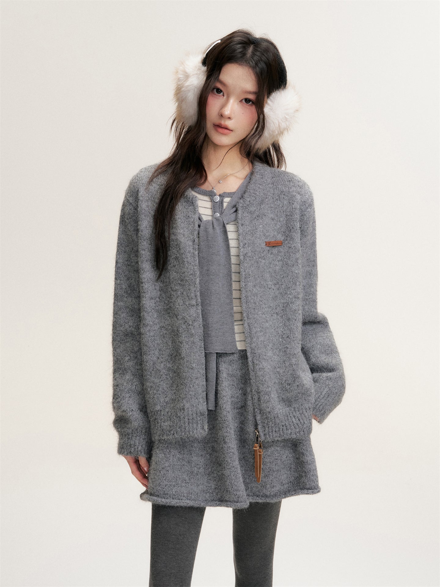 16DEWS 16D25451 Casual knitted sweater + skirt set