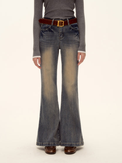 AsGony ASG25460 Washed high waisted slightly flared jeans