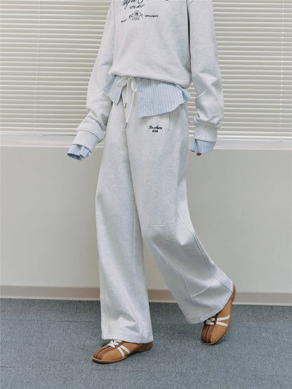 Asgony ASG26538 Elastic Drawstring Paneled Barrel Sweatpants