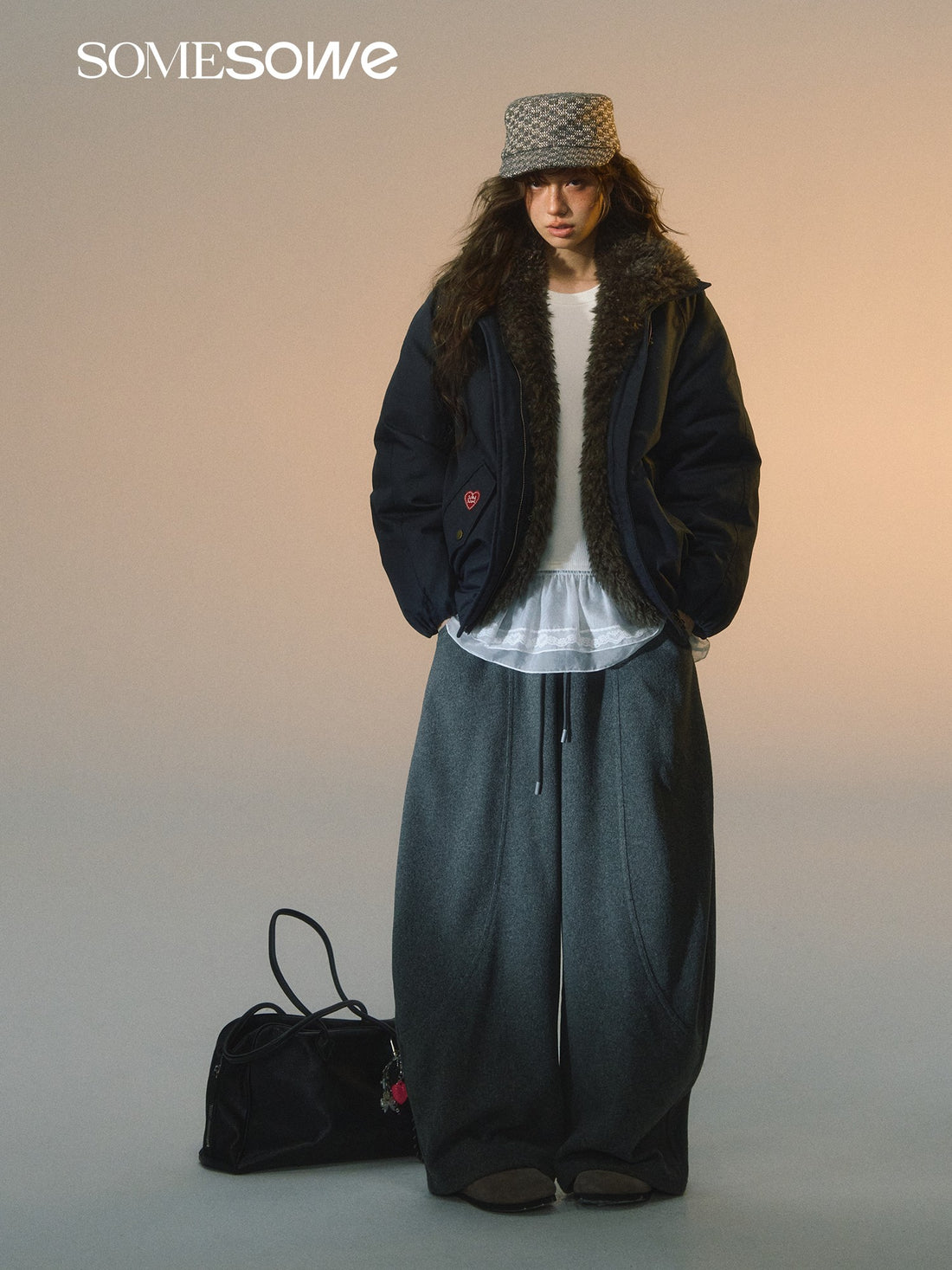 SOMESOWE S2508258 Detachable fur collar down jacket