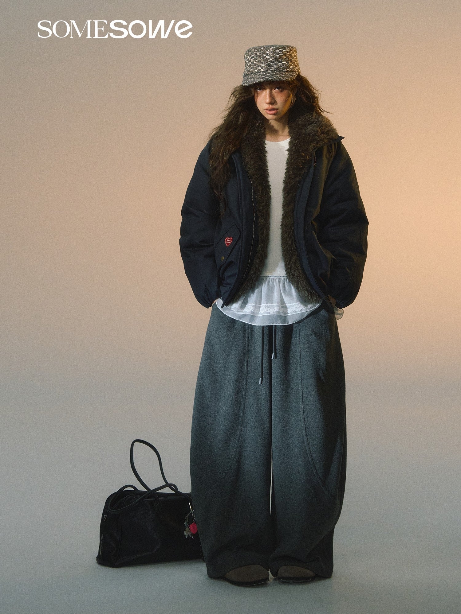 SOMESOWE S2508258 Detachable fur collar down jacket