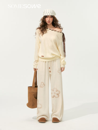SOMESOWE S2508191 Silk scarf tied knitted top
