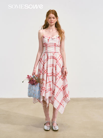 SOMESOWE S2508103 Plaid camisole midi dress