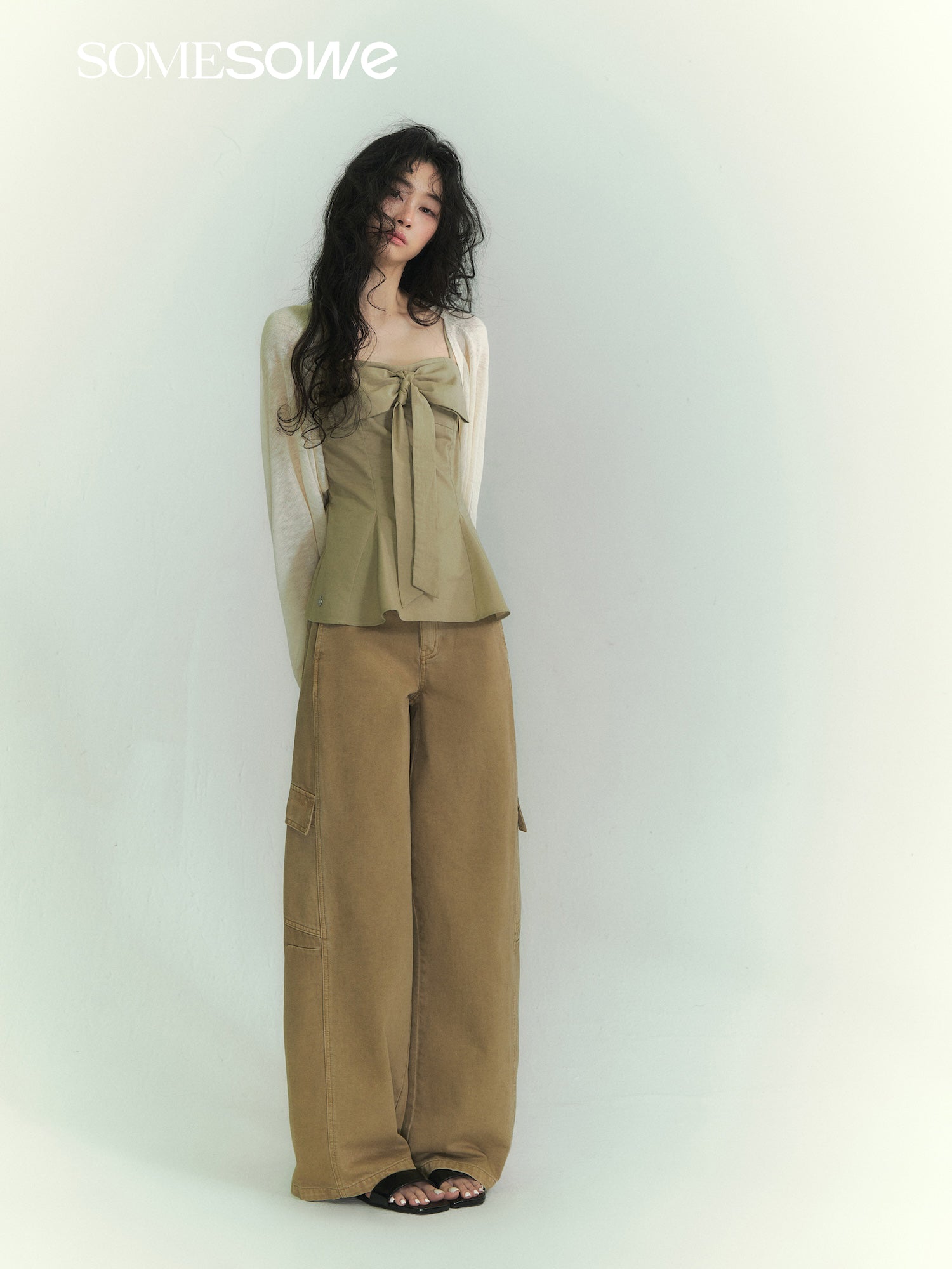 SOMESOWE S2609080&amp;S2609078 Batwing sleeve Cooling sensation cardigan + camisole
