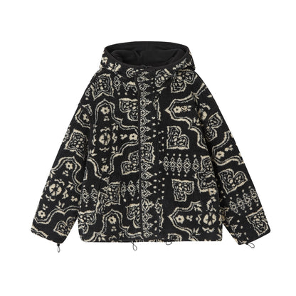 SOMESOWE S2508256 Jacquard fleece hooded casual jacket